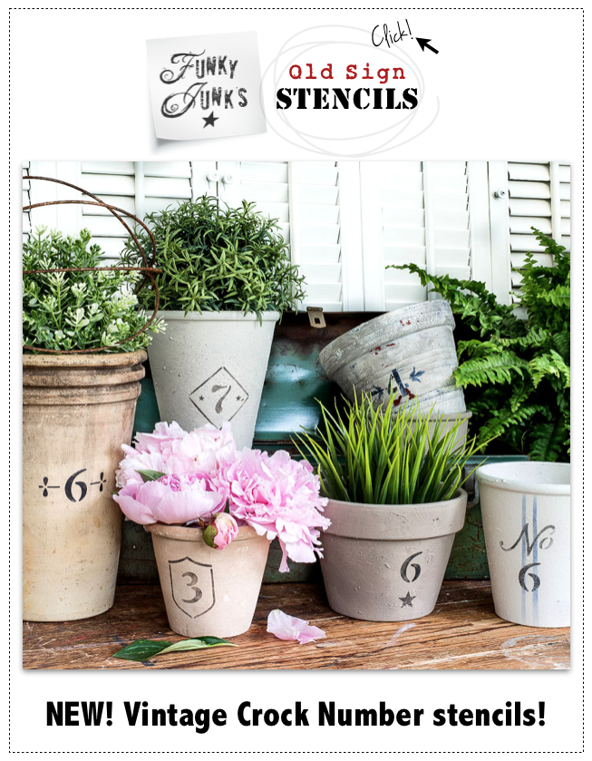 NEW stencil! Vintage Crock Numbers can transform any pot into mini crocks! Click to view listing at: funkyjunksoldsignstencils.com/products/vinta… #oldsignstencils #gardening #stencils