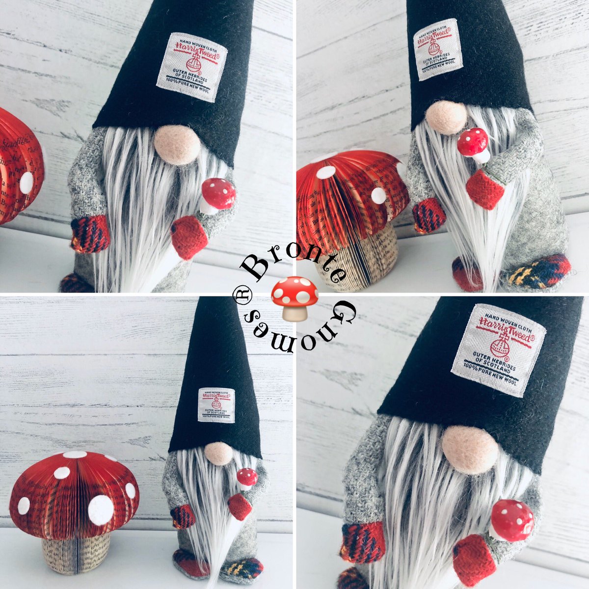 Check this little fungi out that I made today ♥️🍄♥️ . . #gnome #harristweed #toadstool #fungi #handmade #StayHomeSaveLives