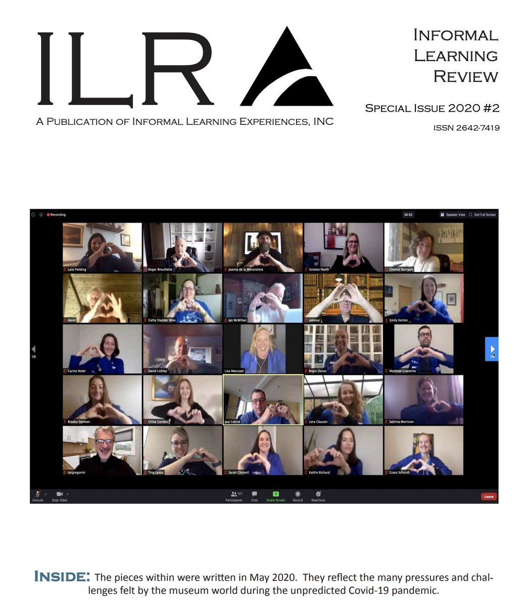 Informal Learning Review
COVID-19 Special Issue 2020 #2
"How Will Coronavirus (COVID-19) Change Museums?, 
A Few Predictions", By Mark Walhimer Page 37
<a href="/TheILReview/">Informal Learning Review</a> #Museums  informallearning.com/assets/publicp…