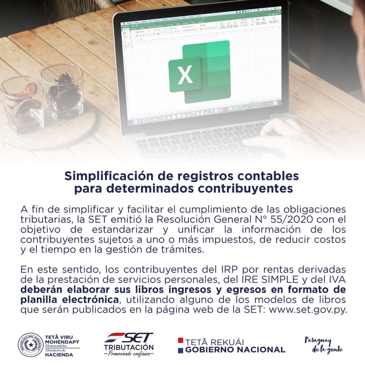 En <a href="/ABCTVpy/">ABC TV Paraguay</a> Viceministro de @Tributacionpy <a href="/OscarOrue/">Oscar Orué 🇵🇾</a> anuncia publicación de RG 55/20 en virtud de la cual contribuyentes de #IREsimple #IRP e #IVA deberán elaborar sus Libros de ingresos y egresos en planillas electrónicas (impacto en el uso del #aranduka) cc: <a href="/GladysBenitezP/">Gladys Benitez</a>