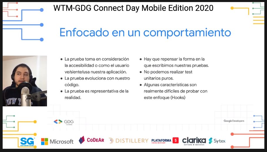 SomosCodear's tweet image. Por contrapartida, podemos enfocarnos en un comportamiento, donde podemos validar más de cerca la experiencia de usuario #ConnectDayMobileEdition @sanchez_ata