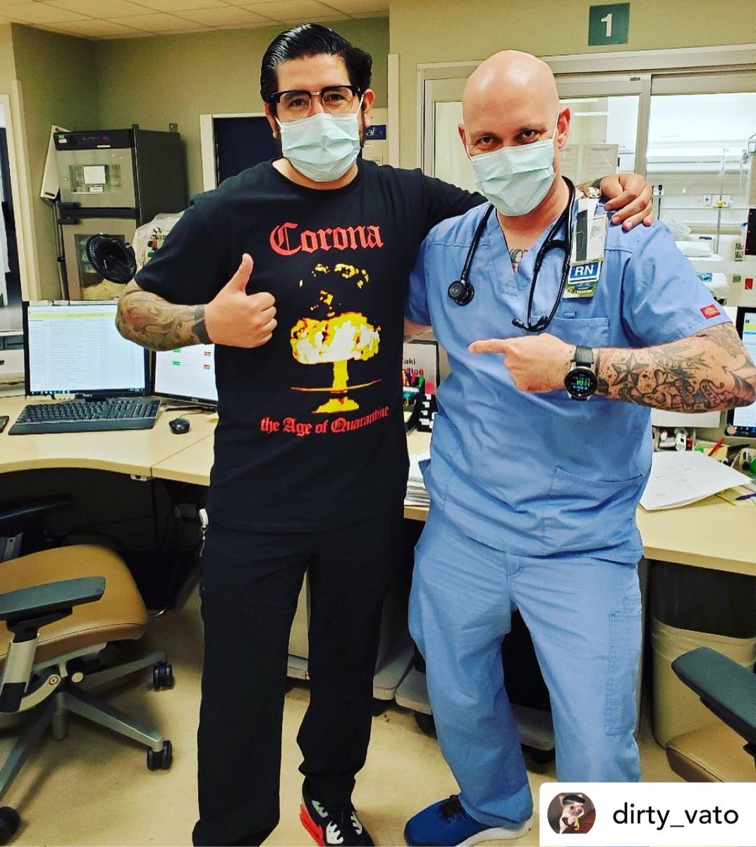 Love it🔥🔥🔥
*

Posted @withregram • @dirty_vato Just another day at the ER with my coworker Justin a Cro-Mags fan. We gotta know! #nyhc #ageofquarantine