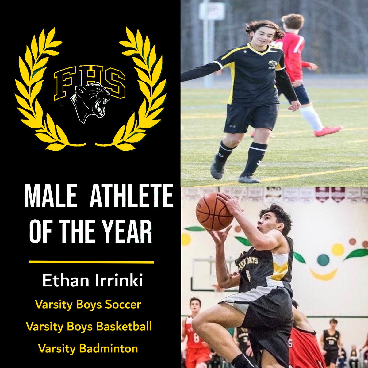 fhsathletics72's tweet image. Athletes of the Year for 2020. Both individuals achieved many successes over their 4 years of high school sports, culminating in an excellent grade 12 year. This years Female Athlete of the Year is Emma Langille and the Male Athlete of the Year is Ethan Irrinki. Congrats to both!