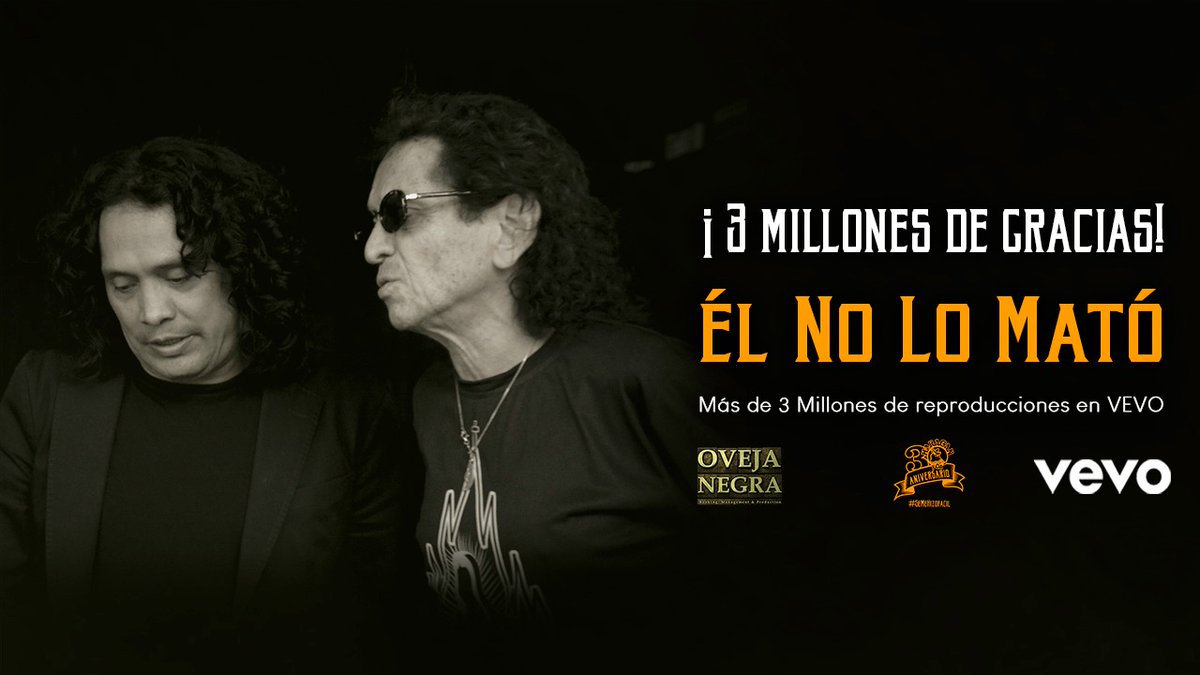 !!YA 3 MILLONES!!! 🎉 ¡GRACIAS!!#ÉlNoLoMató <a href="/ElHaraganyCia/">El Haragán y Cía</a> feat. <a href="/AlexLora_ElTri/">Alex Lora El Tri</a> … #SeMeHizóFácil ¡ponle play en Vevo 👉  youtube.com/watch?v=3yMn1E…🔥🔥🔥!!!