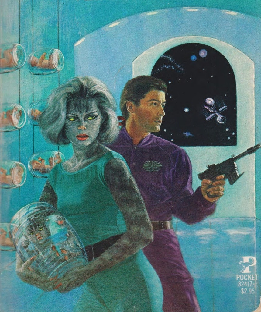 Happy Space Cat Saturday! It’s technically a cat-like alien on this uncredited 1980 cover to Dangerous Games, by Marta Randall, but I’ll let it slide. Thanks to  @SFRuminations for the scan.  #Caturday