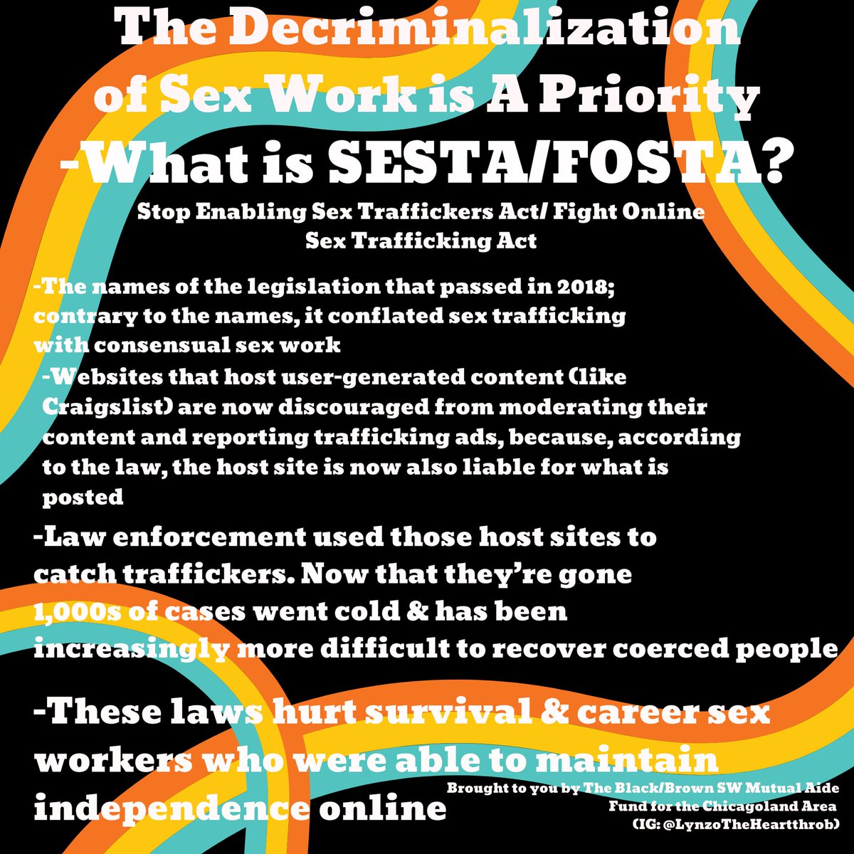 SESTA/FOSTA were laws passed under the guise of “saving trafficked persons,” but as soon as “Host Sites” became censored THOUSANDS of cases went cold -SWers used these sites to maintain independence the safest way possible-Finding traffickers has become increasingly hard