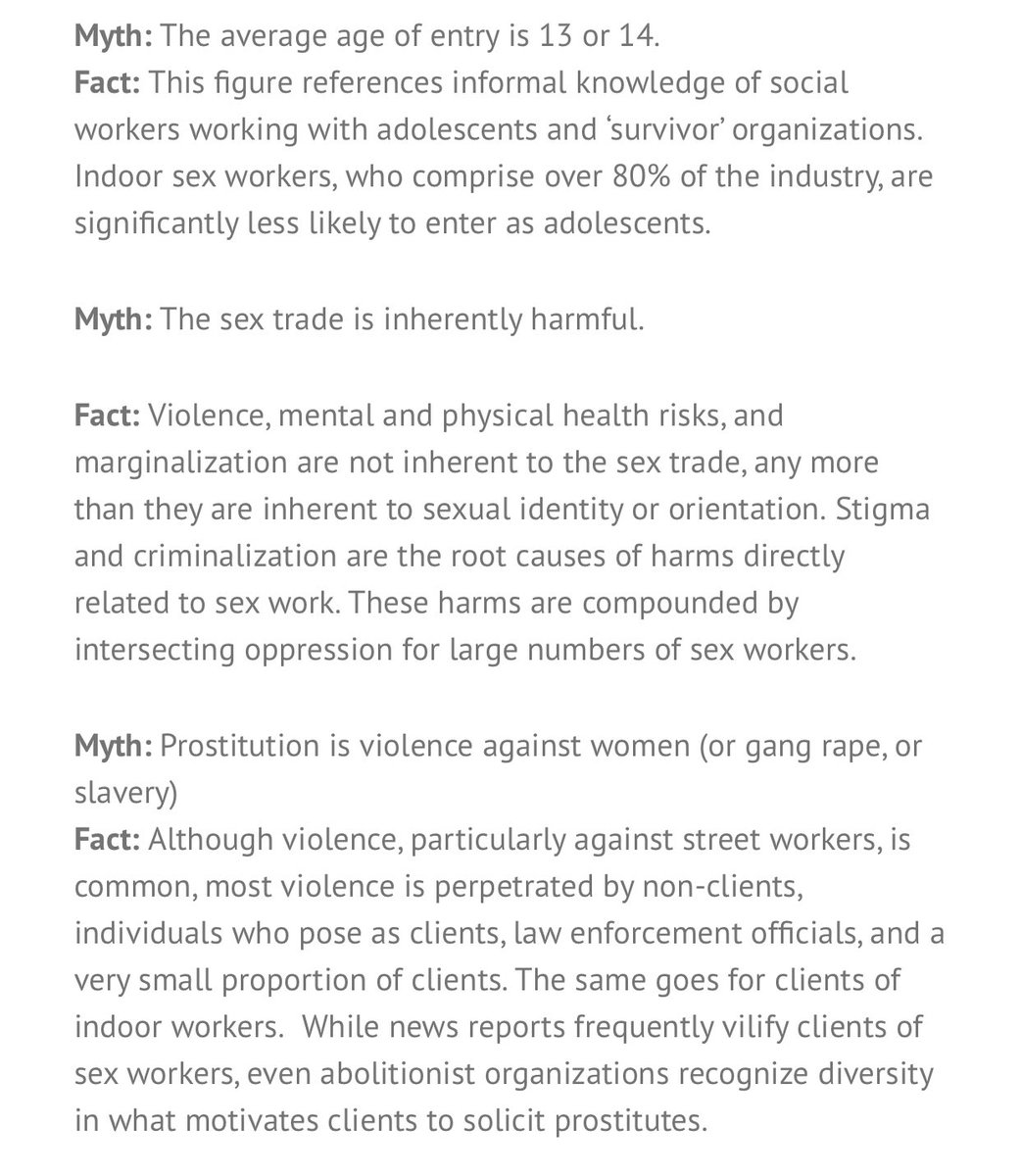 MYTHS AND FACTS ABOUT SEX WORK AND THE SEX TRADE:Provided by  @swopusa’s website!