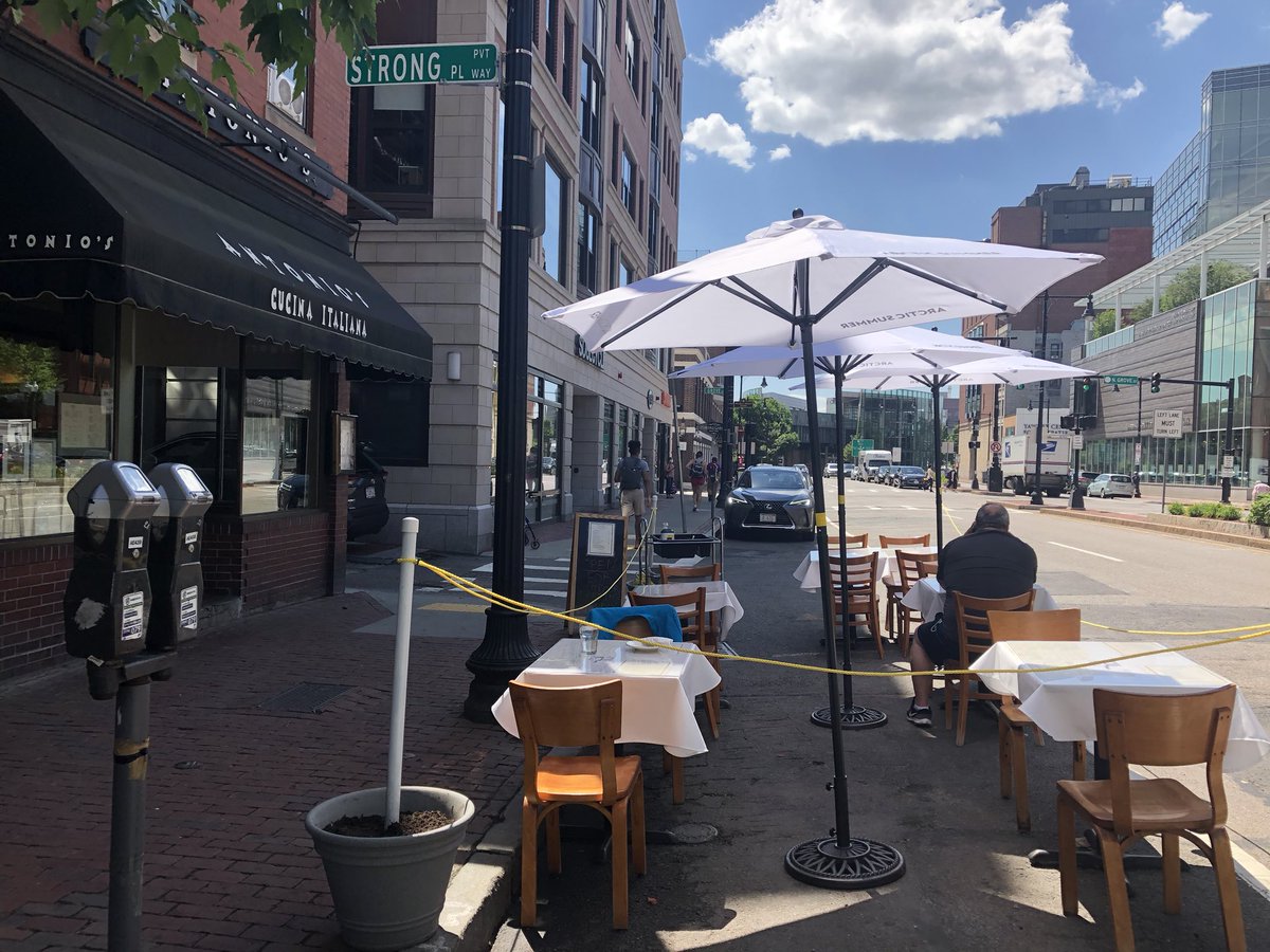 KenzieBok's tweet photo. Yeah yeah, so @LydiaMEdwards has Hanover St, but I was delighted to sit out on Cambridge St for late lunch at Antonio’s! TY to all for making it happen; looking forward to more coming soon! #curbsidedining @EconDevBoston @COB_ONS @BostonBTD @ISDBoston @BostonPWD @StreetsblogMASS https://t.co/kvr7pkp4H0