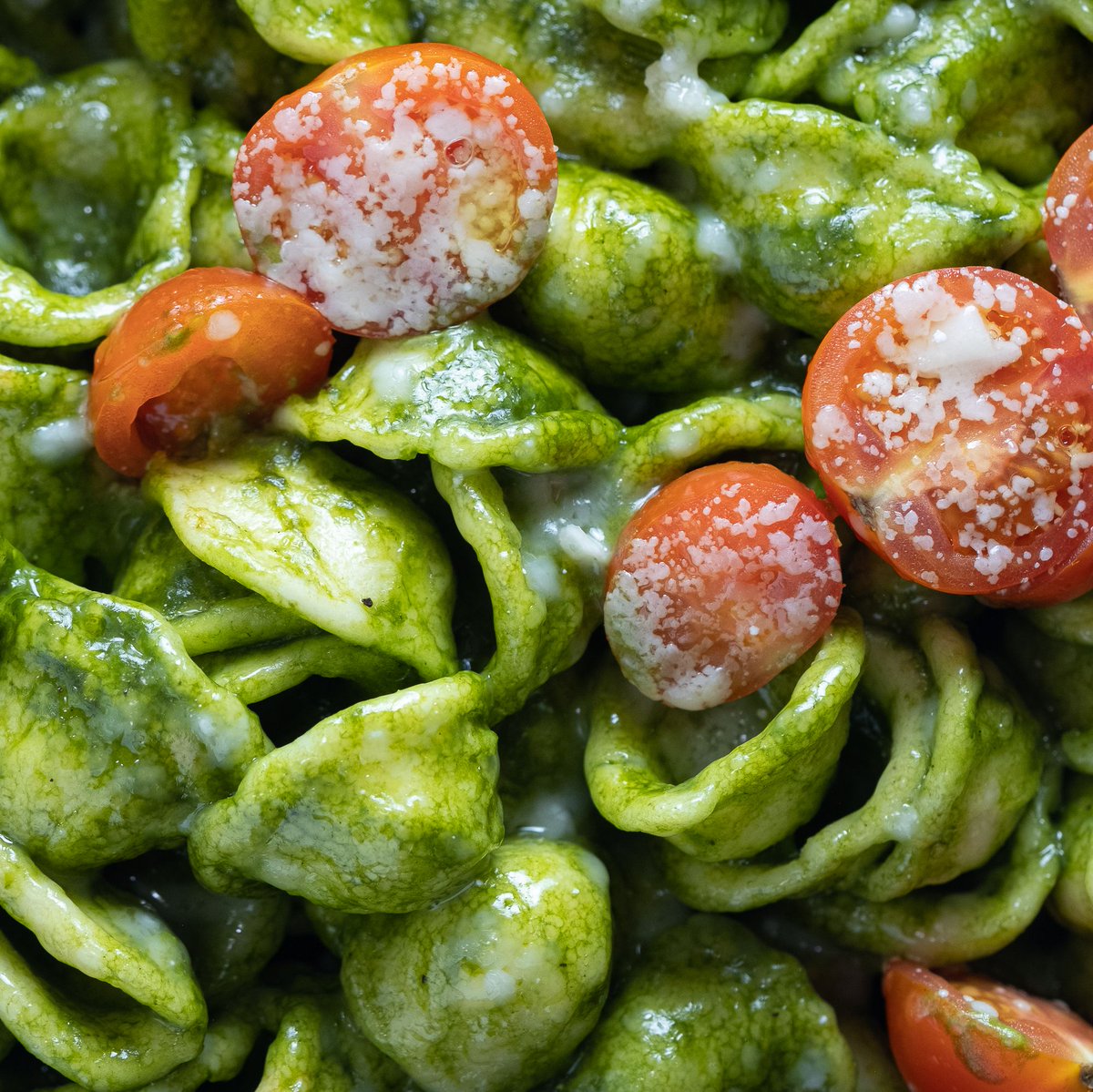 A pretty little close-up of our pesto orecchiette available for both pickup and delivery 📸 : @galdophoto