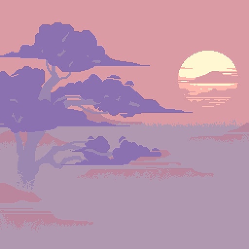 TheBlackEasel's tweet photo. Last bit of #pixelart tonight a #sunset #savannah https://t.co/Quc2rFswpu