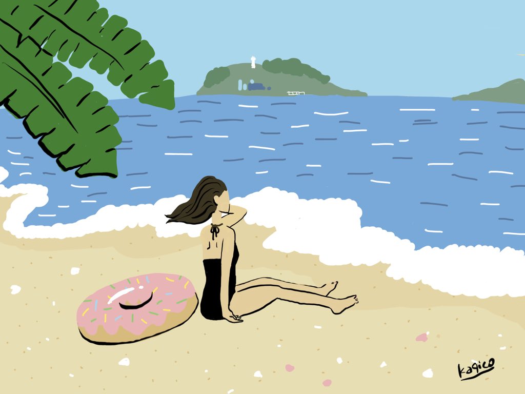 海開き中止フェス中止お祭り中止で切ないけど 夏に浮かれる気持ち忘れずにいたい 描き子のイラスト