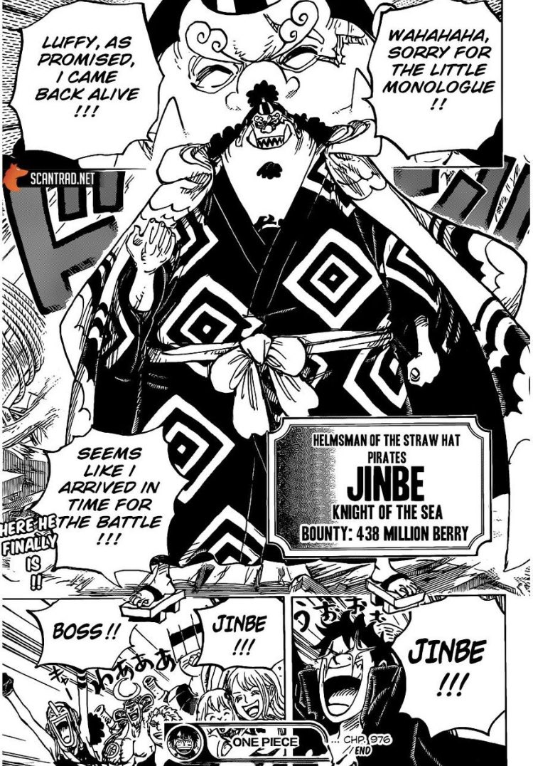 JINBE  the straw hats reactions to him joining is so cute 