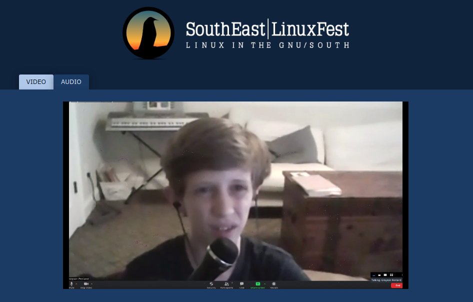 SELinuxFest's tweet photo. ComputerKid came here to teach you about Linux Desktop Environments and drink chocolate milk.  And he's all out of chocolate milk.  #self2020 https://t.co/bDZaJePx4l