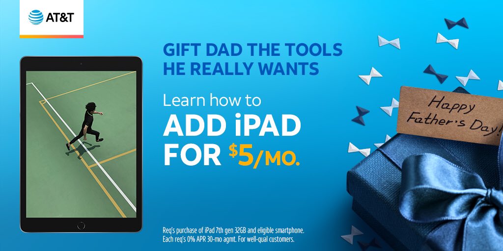 Give Dad the tools he really wants with great deals from AT&amp;T!  Visit CambridgeSide Mall Store or go to go.att.com/e5iP1  
#FathersDay #ATTEmployee 
<a href="/LawVulakh/">Lawrence Vulakh</a>
 
<a href="/pnixnix/">Peter Nixon</a>
 
<a href="/keroninc/">Keron Incarnato</a>