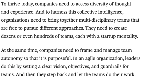 .<a href="/BCG/">Boston Consulting Group</a> The End of #Management as We Know It tinyurl.com/ydzddfea There is increasing recognition that the traditional management model is in flux &amp; of the emergence of #agile ways of #working as a credible replacement #futureofwork #Governance #leadership #engagement #agility