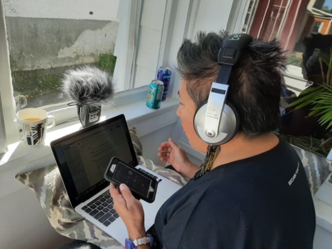 SleeplessGiant's tweet photo. And we're in production!  That's @JoleneBanning conducting an interview for the @IPPkcrw #radiorace. https://t.co/dayRknJyda