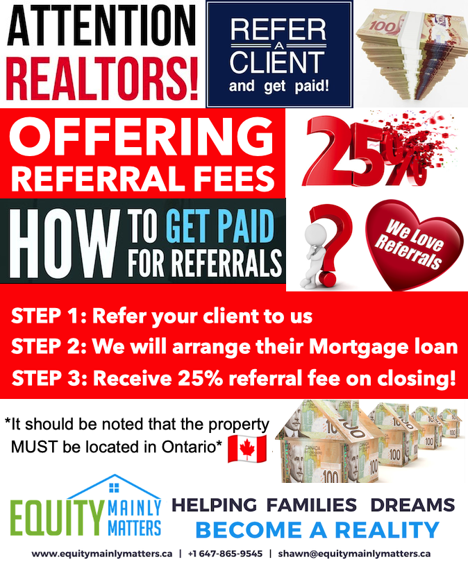 EquityMainly's tweet photo. ATTENTION REALTORS!
Refer your Client to us and get paid 25% Referral Fee!!
Follow these 3 easy steps in order to get paid. Feel free to contact me for more information.
#referralbusiness #clientreferrals #teamwork #teamworkmakesthedreamwork #torontorealestate #ontariorealtors https://t.co/fgeyZWOxZ5