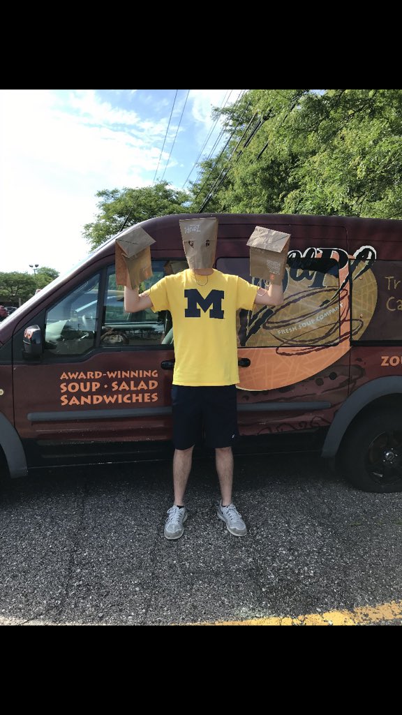 Lightning_Sloth's tweet photo. We had the absolute greatest time eating at the worlds best eatery @ZoupEatery! Always wonderful memories with the Zoup fam, with Zoup Man, by the Zoup van! #Zoup #ZoupMan #PleaseSponsorMe #NumberOneFan https://t.co/EY09B4YYYQ