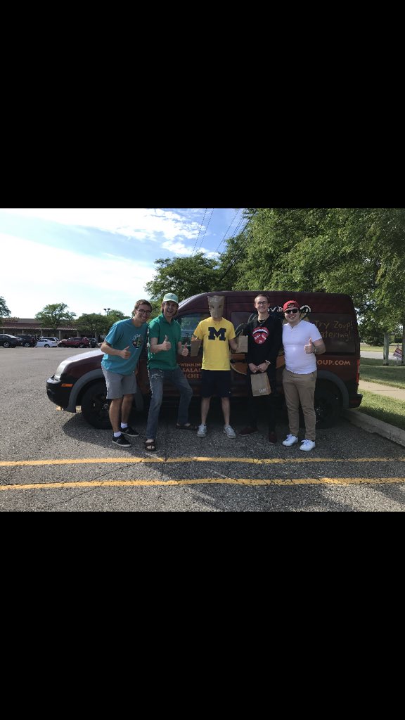 Lightning_Sloth's tweet photo. We had the absolute greatest time eating at the worlds best eatery @ZoupEatery! Always wonderful memories with the Zoup fam, with Zoup Man, by the Zoup van! #Zoup #ZoupMan #PleaseSponsorMe #NumberOneFan https://t.co/EY09B4YYYQ