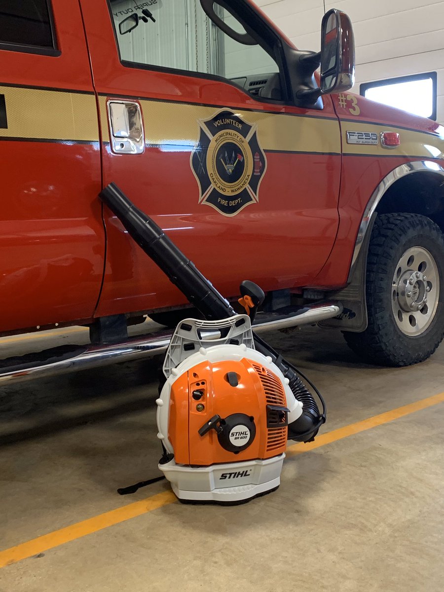 Thank You to Murray and Marilyn Kozak and family for the donation which allowed the Oakland-Wawanesa Fire Department to purchase an additional leaf blower. It will be put on unit 5, one of our main grass fire fighting units, for use by our members.