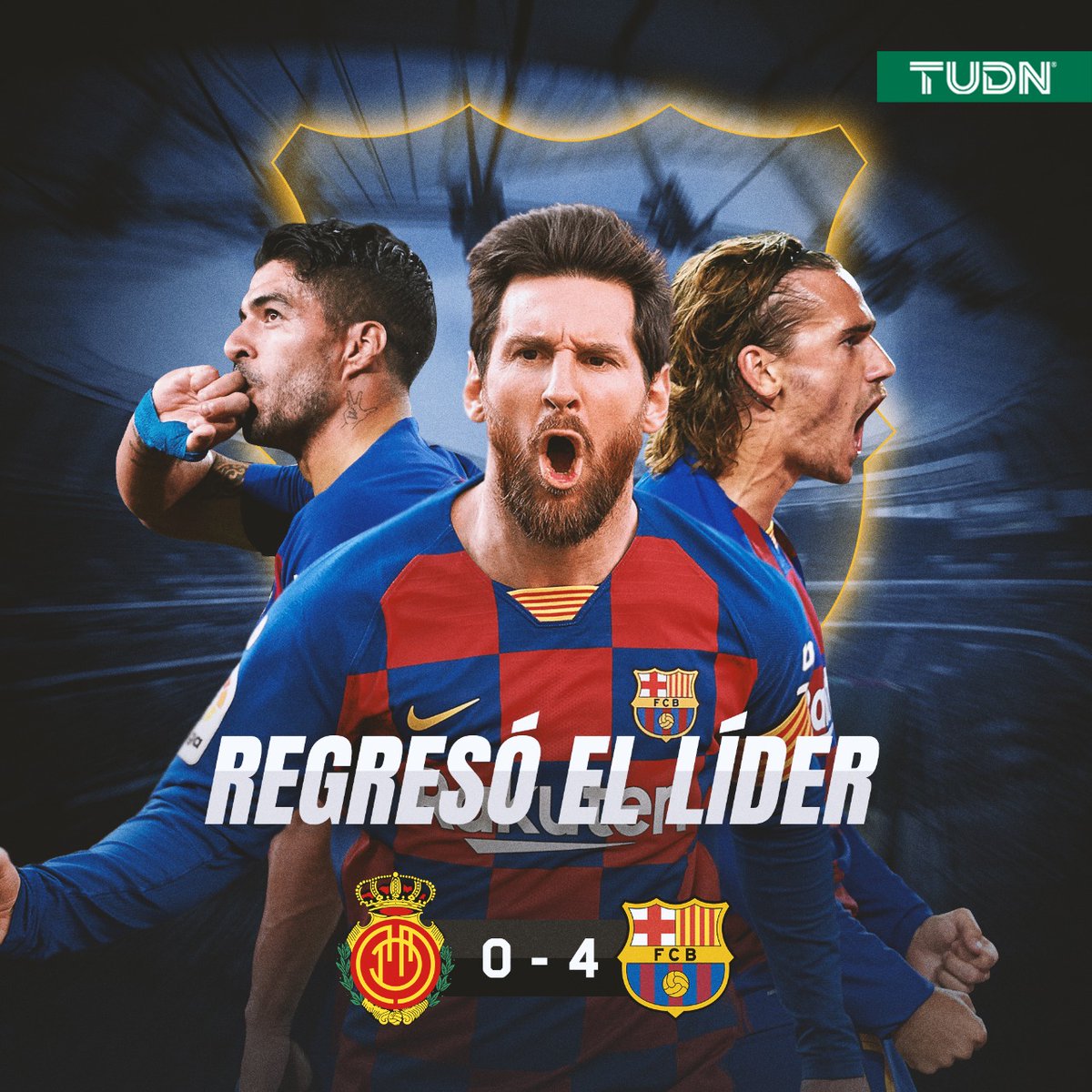 TUDNMEX's tweet photo. 🐐 ¡Regresó el líder! 🔴🔵

Con goles de Arturo Vidal, Martin Braithwaite, Jordi Alba y del Dios del futbol Lionel Messi, el Barcelona ganó y goleó. ⚽⁠
⁠
¡Los culés quieren el tricampeonato 🏆🔵🔴⁠

#Barcelona | #Messi | #LaLiga https://t.co/BvhyY7rBUT
