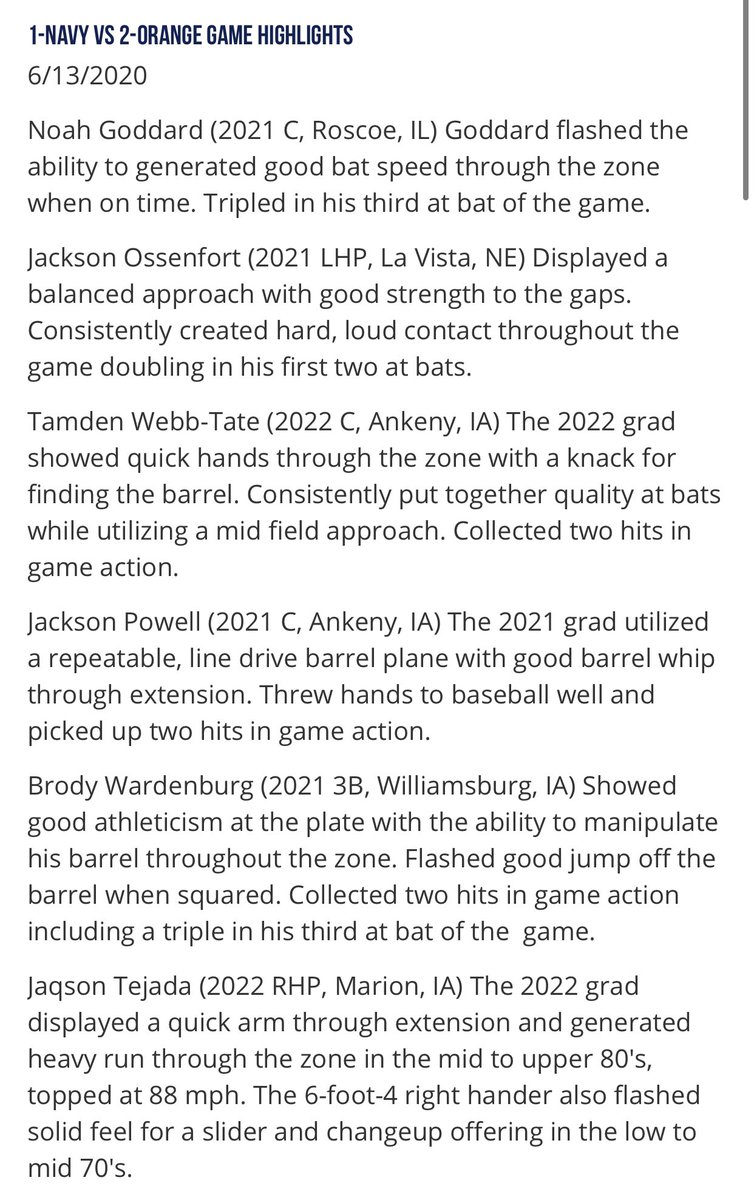Spring Top Prospect Showcase, 1-Navy vs 2-Orange Game Highlights perfectgame.org/events/EventBl…