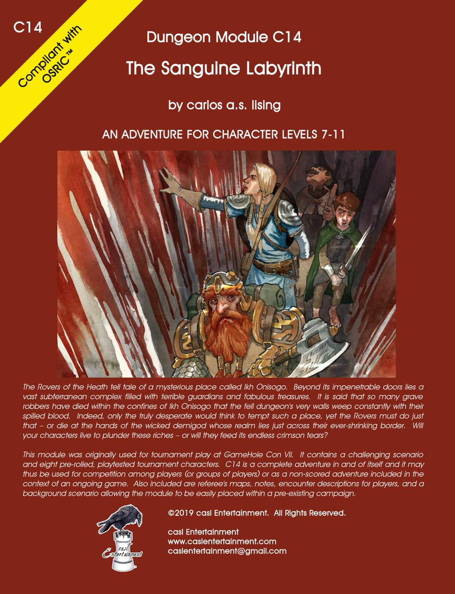 caslEntertain's tweet image. Thank you, Susan!  #ShamelessSelfpromoSaturday 

My latest RPG Dungeon Module, The Sanguine Labyrinth. Available in Soft Cover print version and PDF, from my website:  caslEntertainment.com

#rpg #dungeonmodule