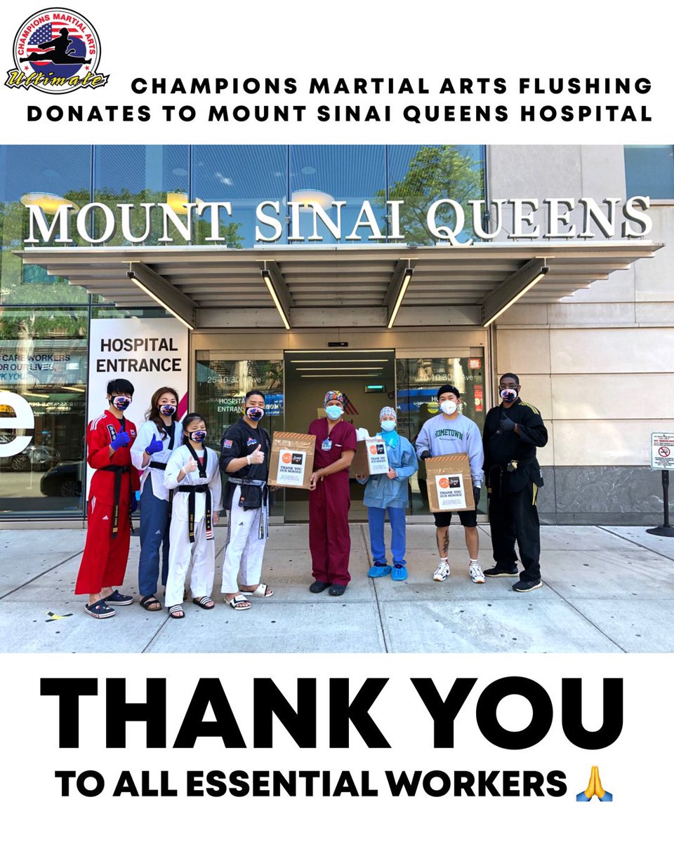 CMAFlushing's tweet photo. Champions Martial Arts Flushing donates @scoopbyspot ice cream and cookies from @SpotDessertBar to @MountSinaiNYC. Thank you to all essential workers 🙏 https://t.co/ITLWTkVdYJ