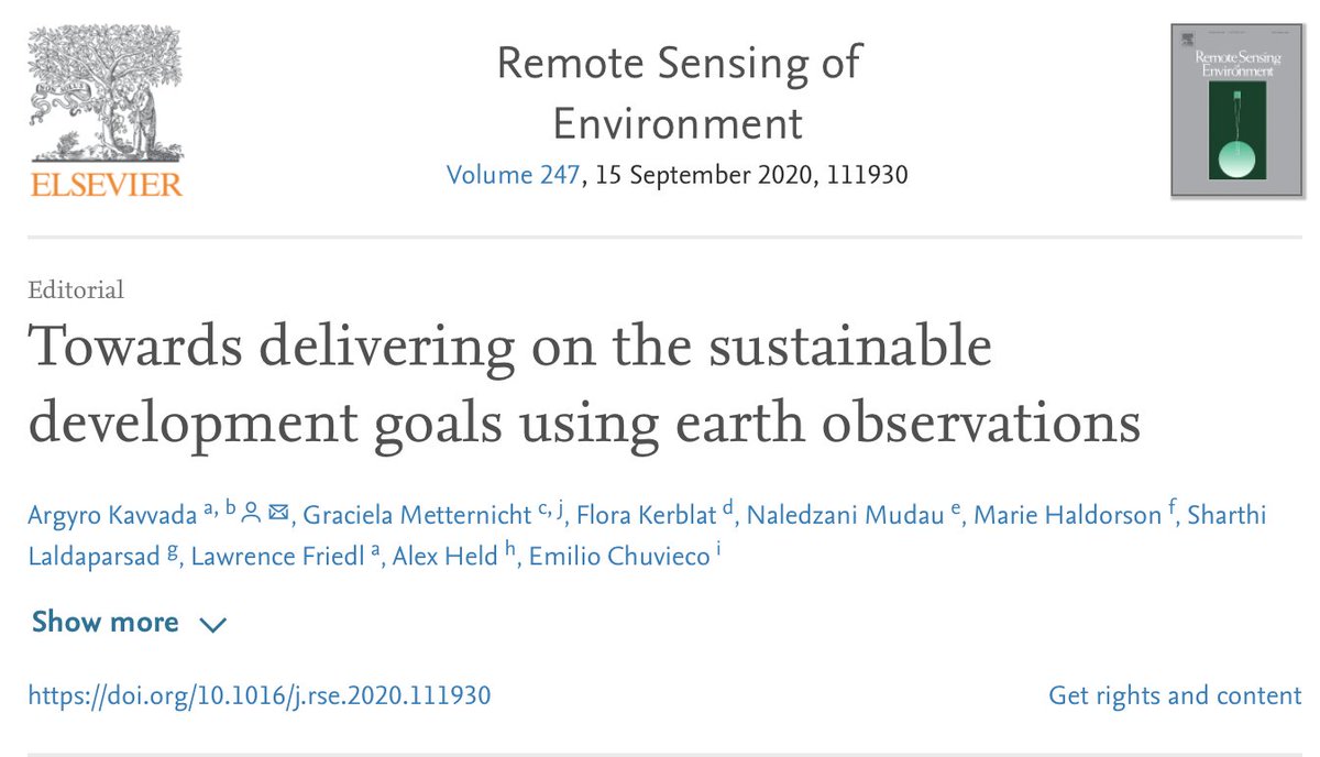argie_kavvada's tweet image. Trilled to have completed the @ElsevierConnect Special Issue on #EO4SDG. Read our article introducing the issue: authors.elsevier.com/a/1bDoK_o69I75… Big thanks to my co-editors @gmetternicht @FKerblat @AlexEarthObs @LawrenceFriedl &amp;amp; co-authors @Naledzana25 @MarieHaldorson @EmilioChuvieco