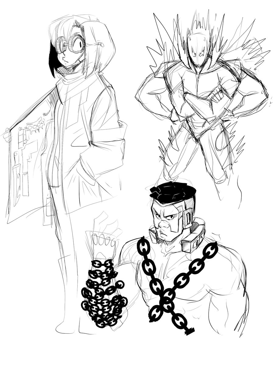 some sketches of some random hero desings for next chapters 