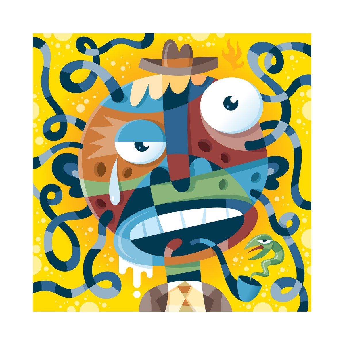 ThugBunnyDesign's tweet photo. 1. Clean vector art. 2. Background and surface texture overlay. 3. Ink rolled surface and edge texture overlay. 4. Final textured vector art. #texture #process https://t.co/AoamNuFkGF
