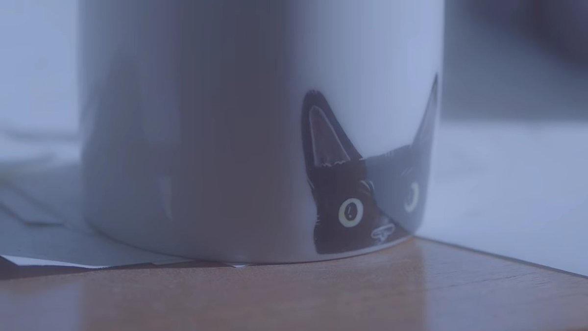 20190426 - the hard to say goodbye mv is coming out this day. first of all, the highlight in this mv is the cup with the cat. it may be a simple symbol, but it is the beginning of everything, the very symbol of baejin. because yes, thereafter, in the credits of hello cix and in-