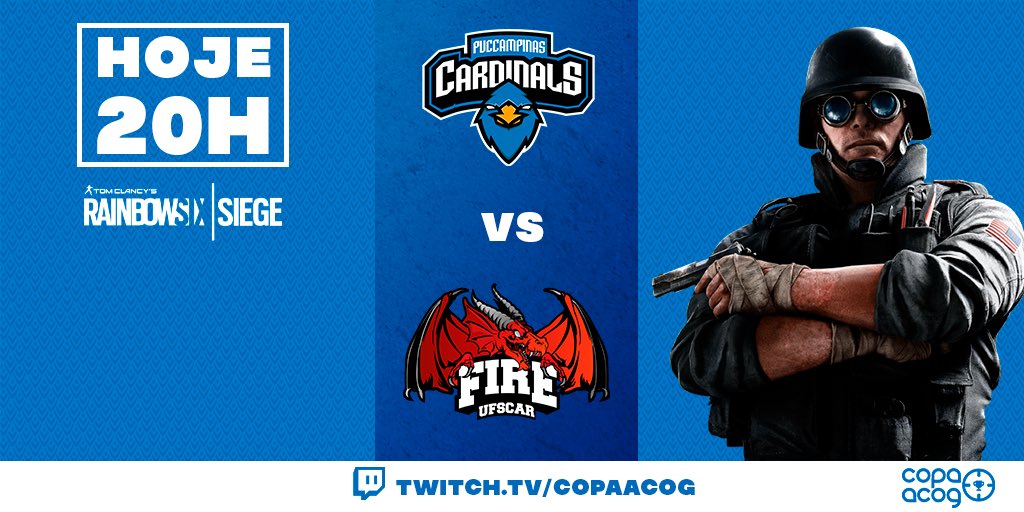puccardinals's tweet photo. Fala Ninho!! Pruuuu
Hoje às 20h tem disputa de #RainbowSixSiege com a @UfscarFire
Na #COPAACOG !!
GO CARDINALS!! 💙
#GOCARDINALS #Copaacog
#Twitch #Pruuu #RainbowSix https://t.co/E1WtPmVcqt