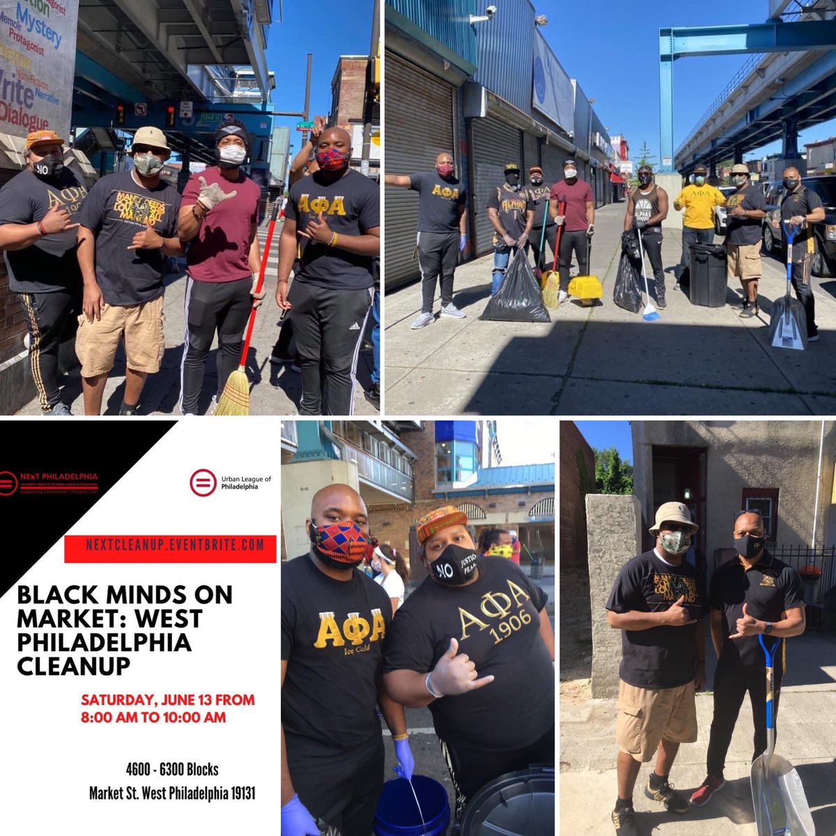 rho1914's tweet photo. Rho brothers participated in the “Black Minds on Market Street: West Philadelphia” clean-up efforts organized by @ULPhilly @NExTPhila We are committed to advocating for the Philadelphia community! 🤙🏾🧹 #rho1914 #AlphaEast
#Service #Advocacy #WestPhilly
#52ndStreet #ΑΦΑ https://t.co/Had8ZWKXrD
