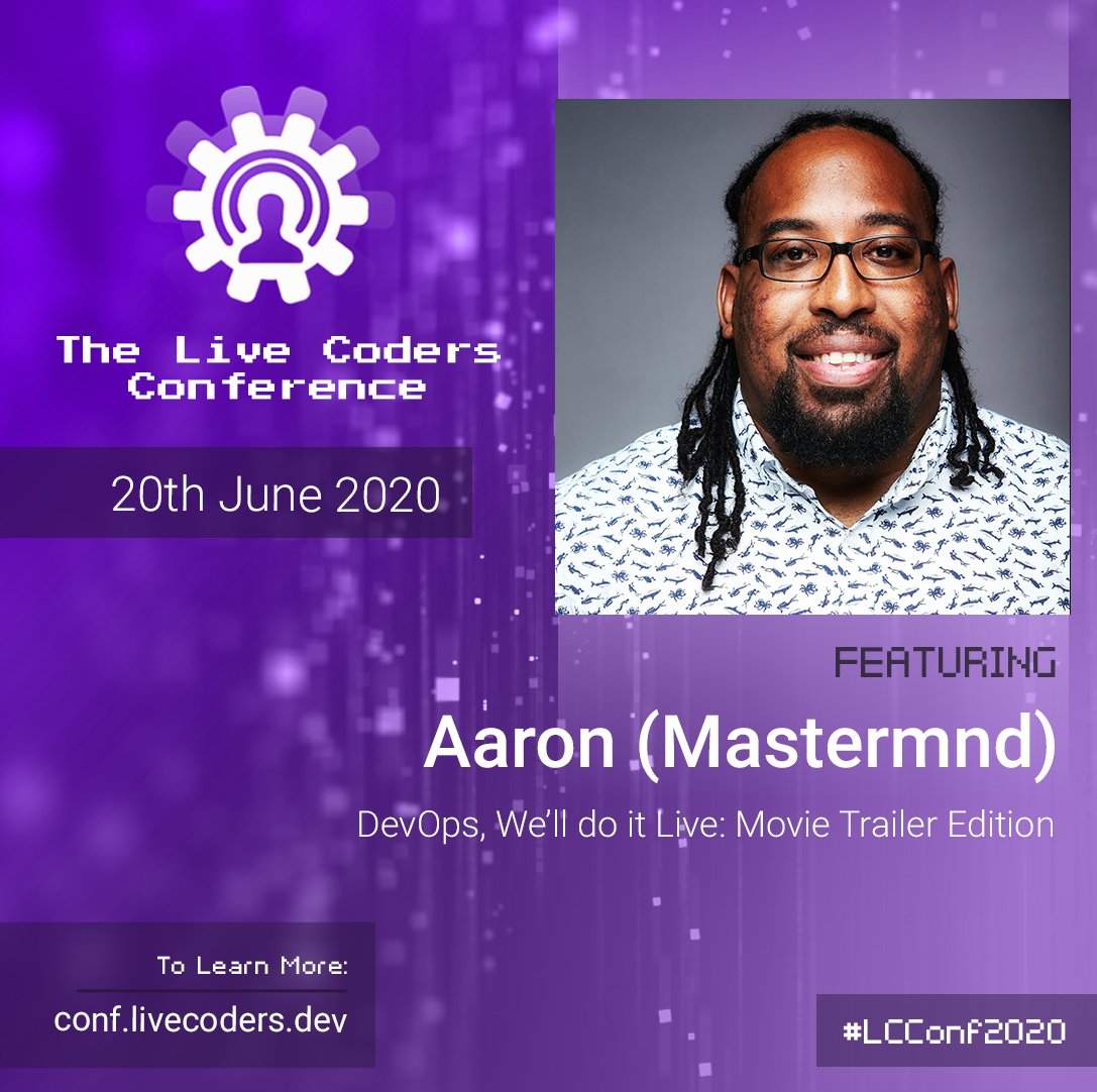thelivecoders's tweet photo. Want to learn cool things about #DevOps?
Then join Aaron (@mastermndio) with his awesome session β‘ "DevOps, Weβll do it Live: Movie Trailer Edition"!
Sat. 20th of June on #Twitch
#LCConf2020 #development #TheLiveCoders https://t.co/eShvfCVcHo