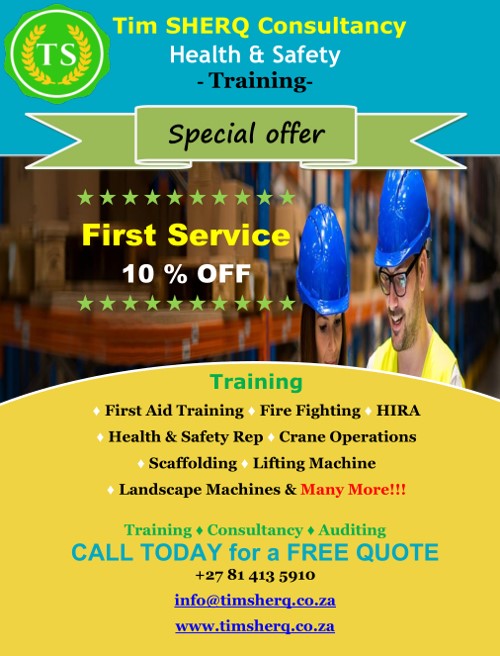 TimSherq's tweet image. Health and Safety Services 

Please feel free to contact us for a free quote regarding your needs. 

Visit our Website to get an example of what we can assist you with extra.  timsherq.co.za 

Call our friendly Consultants @ +27 81 413 5910

# #healthandsafety #safety