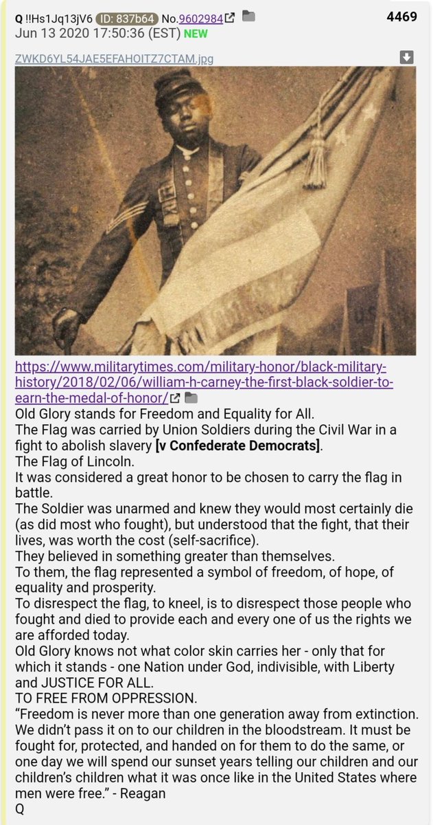 12.  #QAnon William H. Carney— the first black soldier to earn the Medal of Honor.[D]'s fought his Flag of Lincoln then and now.
