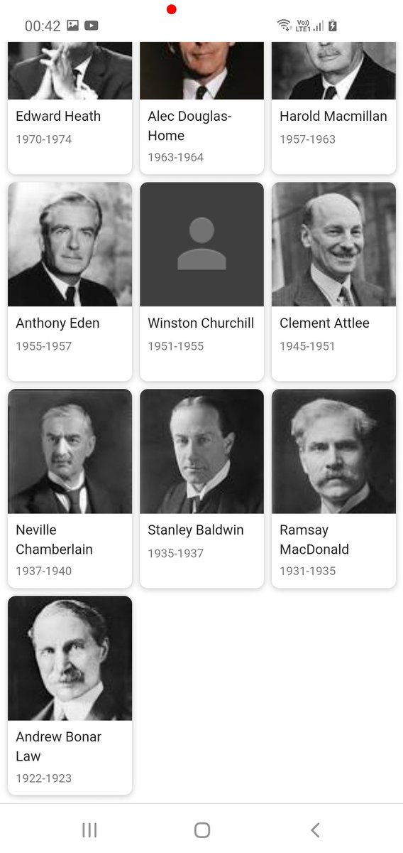 I typed in UK prime ministers  in the Google search bar and this is the result . Winston Churchill's picture has been removed in the 50s and apparently we didn't have one between 40 and 45 . Disgraceful !!! #WinstonChurchill  <a href="/TiceRichard/">Richard Tice MP 🇬🇧</a>  <a href="/Nigel_Farage/">Nigel Farage MP</a>  #historyishistory