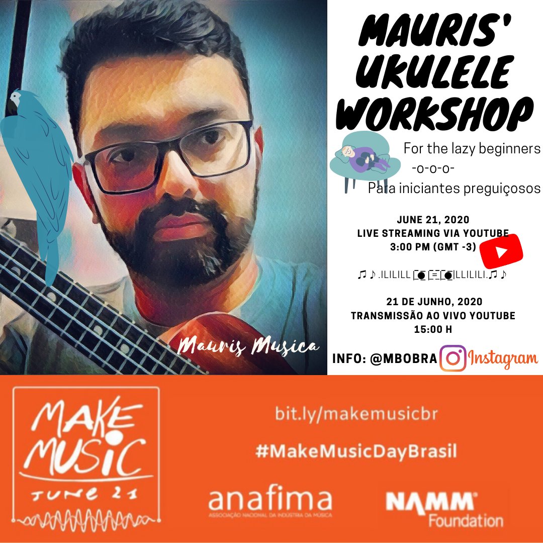 mbobra's tweet photo. No próx. domingo participo do Make Music Day.
Para a expansão da cultura musical farei um workshop - Youtube às 15h - 21/06
Basicamente é só pintar lá no meu canal https://t.co/SOdSQWAn6c
#MakeMusicDay #MakeMusicBrasil #MakeMusicDayBrasil #anafima #thenammshow https://t.co/fzbh0uJWf8