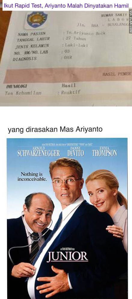 onecak's tweet photo. Yang dirasakan pria saat melakukan rapid test malah hasilnya hamil https://t.co/QSHdoIjkft https://t.co/6zothbvcXu