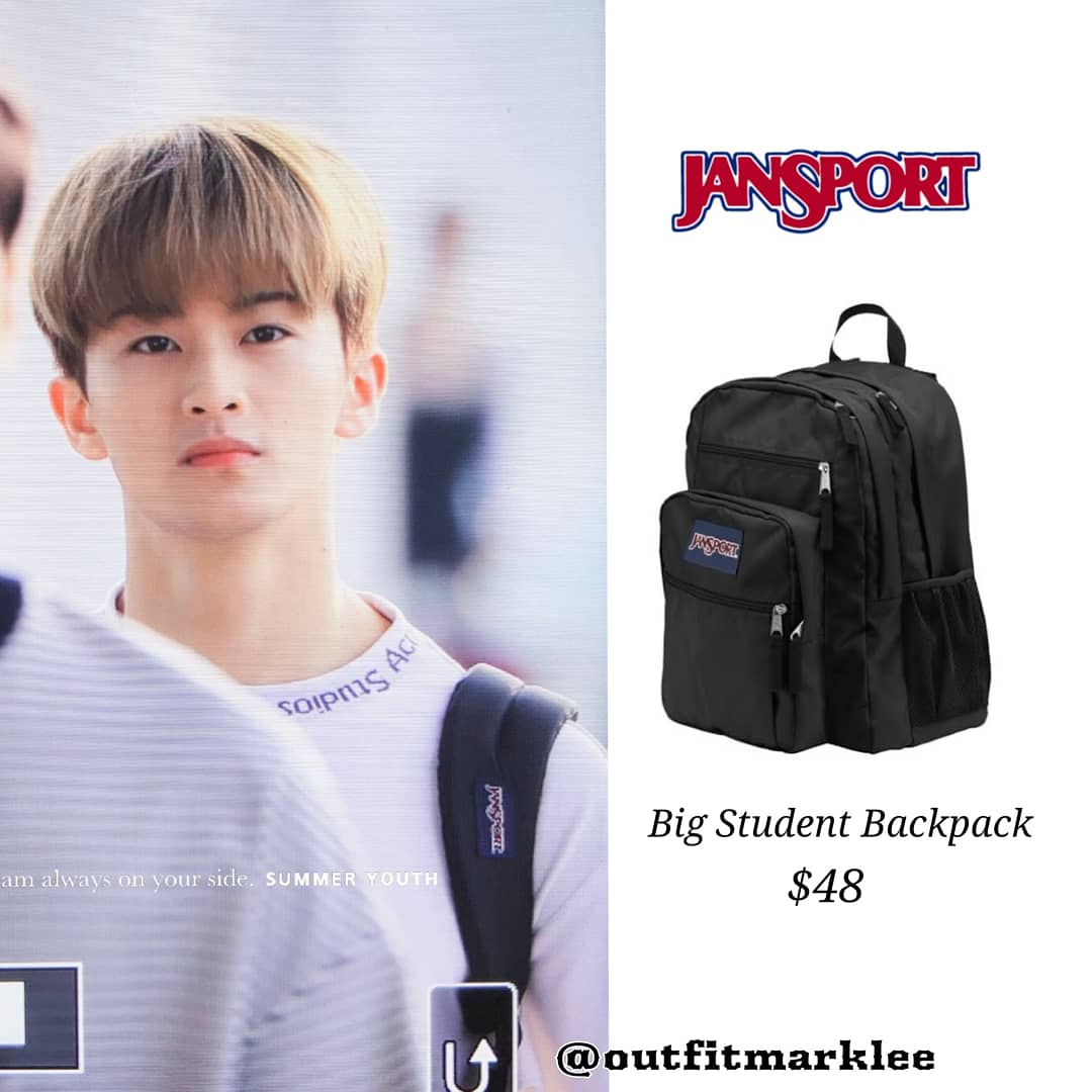outfitmarklee's tweet photo. Mark wearing Logo Neck T-shirt by Acne Studio and JanSport's Backpack.

#Mark #MarkLee #NCT #NCT127 https://t.co/I9kCJ9ivpb