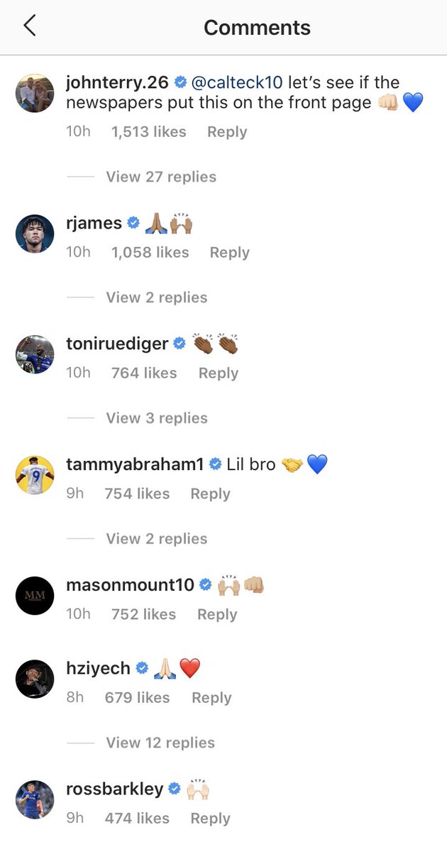 CFCDaily's tweet photo. The 1st Few Replies to Hudson-Odoi’s Statement on Instagram. #CFC https://t.co/WXkUJgWEpj