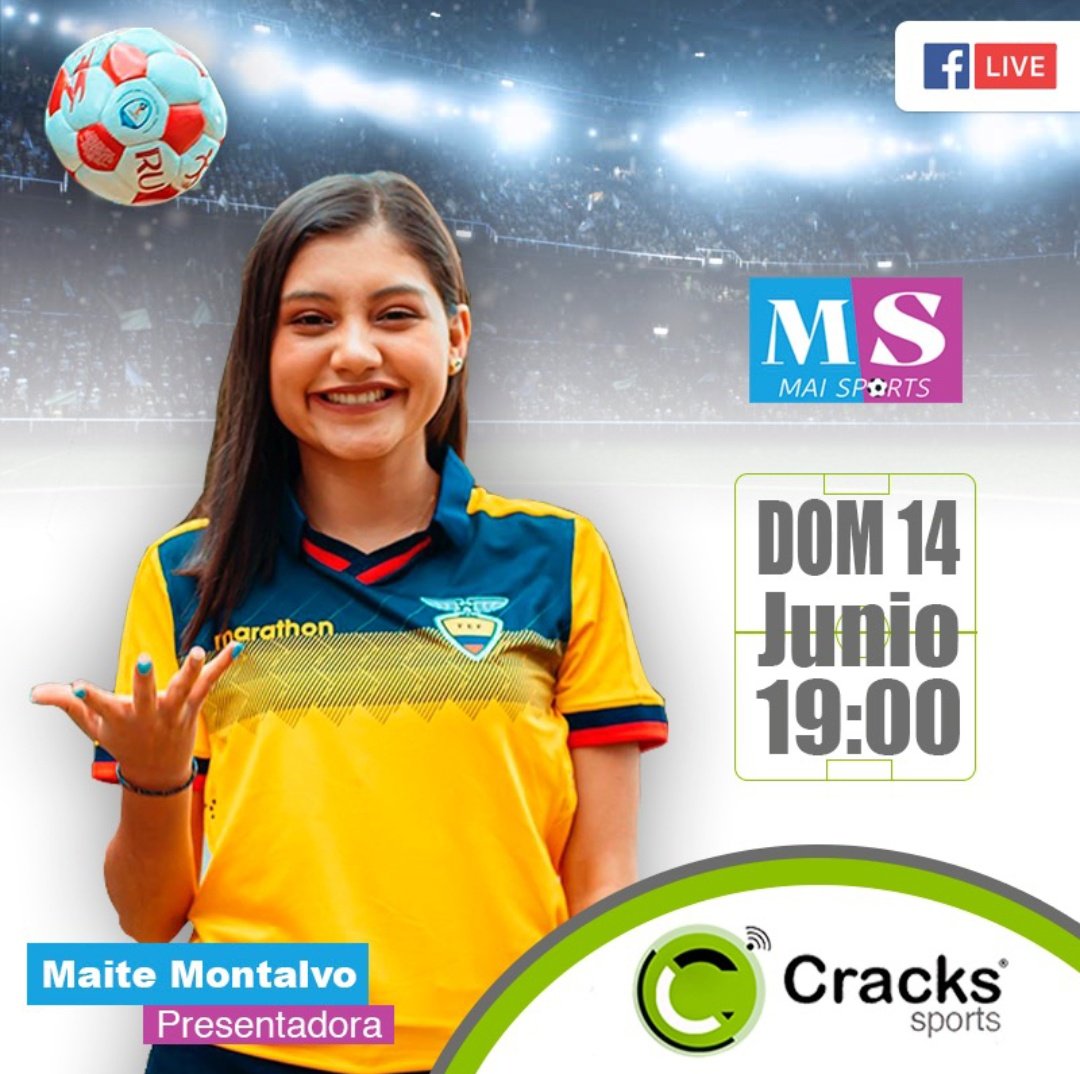 crackssportsec's tweet photo. 😱 ESTRENAMOS PROGRAMA 🎬

Este será un espacio para compartir nuestra pasión por el deporte.

Todos los domingos desde las 19:00 - MAI Sports en CRACKS SPORTS junto a @maitemontalvog Deportes, tops, datos y recuerdos deportivos.

😉🏅⚽⚾🏀🏐🏈🎾

#SomosPasión #SomosCracksSports https://t.co/DGcZlGLhLc