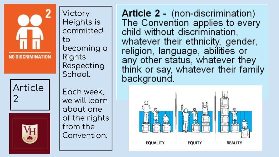 VHPS_Events's tweet photo. Article 2 from the Convention states that EVERY child is entitled to ALL of the rights no matter what their race, religion, gender or sexuality.
#VHPSthelittlethings #children #childsrights https://t.co/p1BmAvpI5z