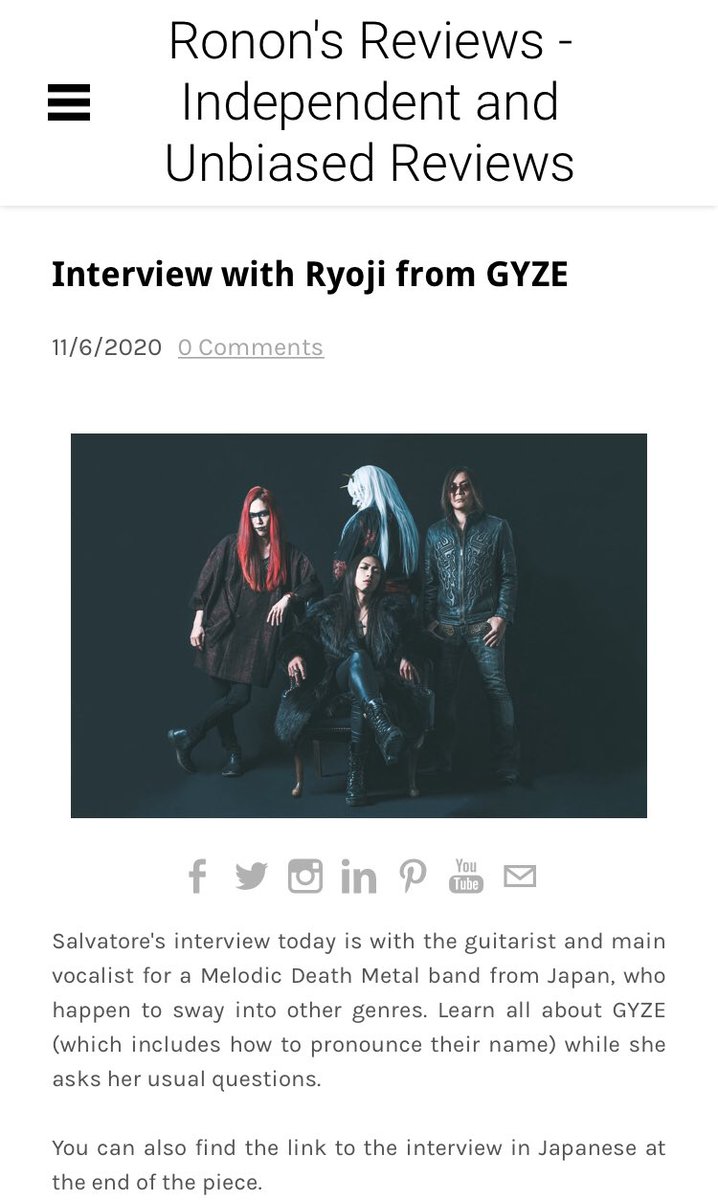 Gyze ギゼ Ryojiインタビュー ページの最後から日本語翻訳に飛べます T Co Frrdyf9zt5 Interview By Thesalvatoreart Photo Litchi Lp Rononsreviews Musicblog Musicblogger Japaneseband Deathmetal Japanesemusic Powermetal