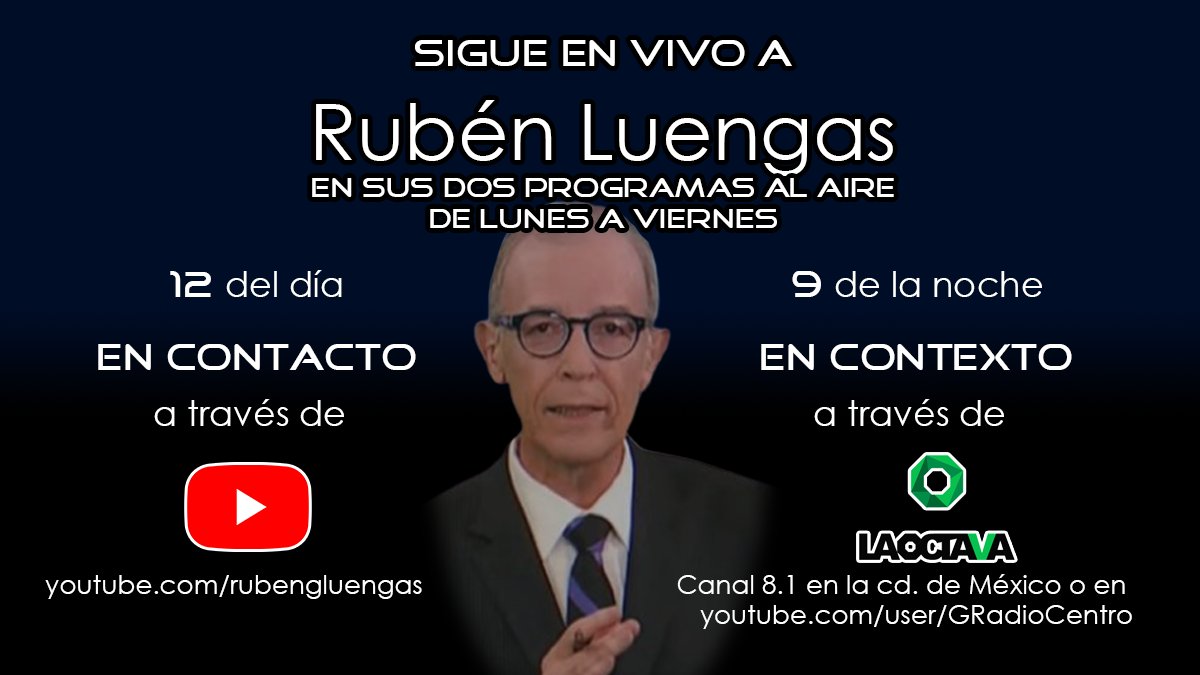 Sigue a Rubén Luengas #ENVIVO en sus dos proyectos de comunicación. No te pierdas 👇📺
