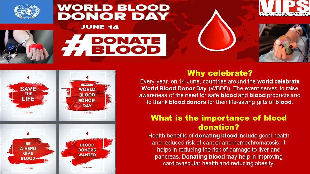 VIPS_Delhi's tweet photo. @VIPS_Delhi
14th June, 2020
*World Blood Donor Day*
#UNDeclaredDate
#UNDeclaredDay
#Vipsdelhi
#VipsInsight
#14thJune2020
#UnitedNations
#SundayImportance
#WorldBloodDonorDay
#Donateblood
#SaveLives
#StayHomeStaySafe
#BeAHero https://t.co/XAdGp8mtaN