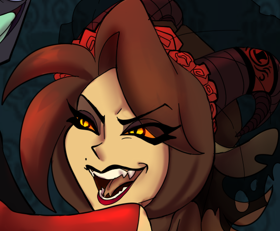 PintHalfling's tweet image. "Whatever helps you sleep at night, you cute little stale dorito chip blessed with sentience! And I am the last person you want to be threatening like that. My husband will clean his maw with your sharp edges."
The demoness cackled as she circled the floating triangle.