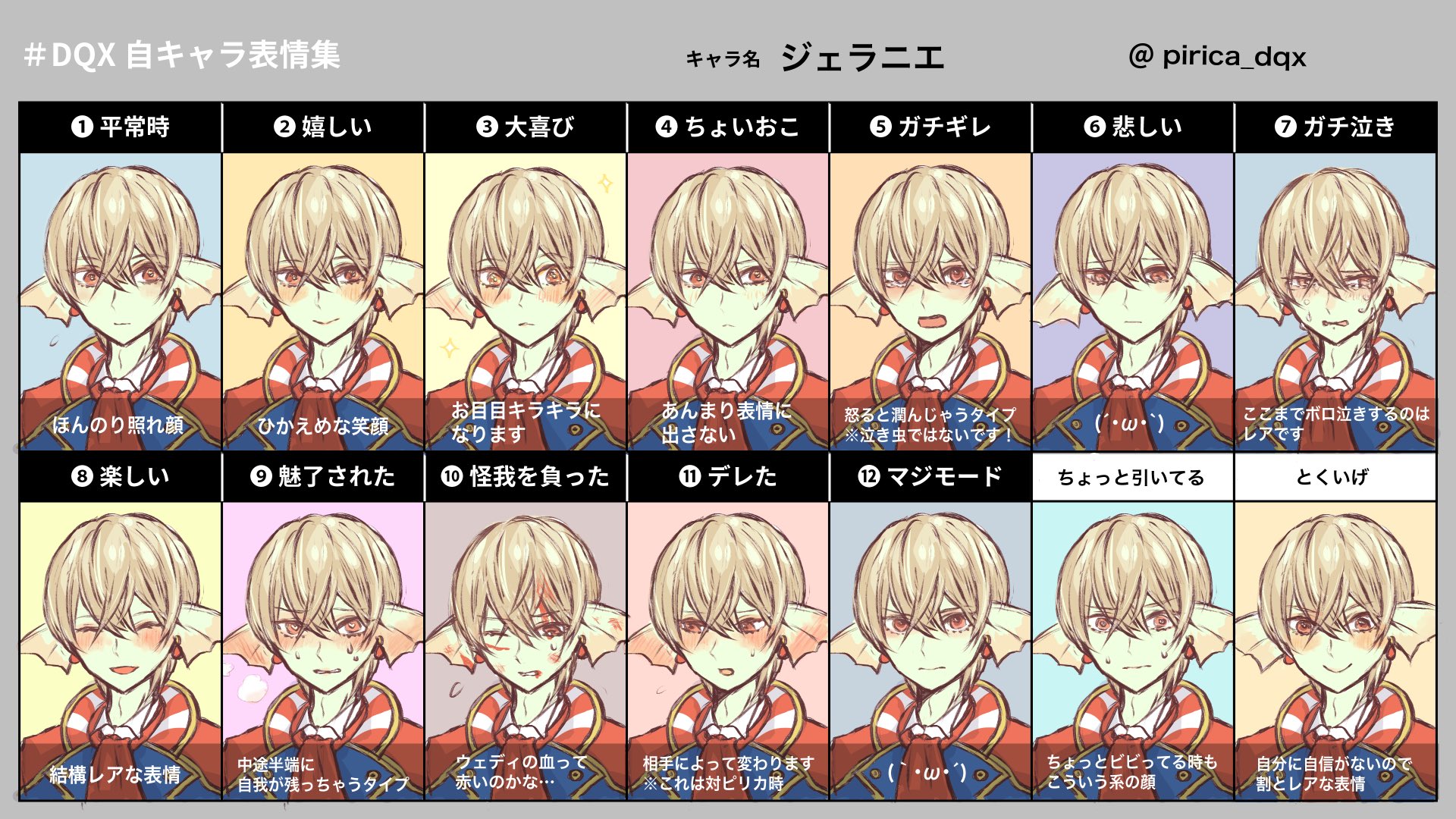 ぴりぽよ やきいもくんの表情集 テンプレお借りしました Dqx自キャラ表情集 T Co M8qknybpkr Twitter