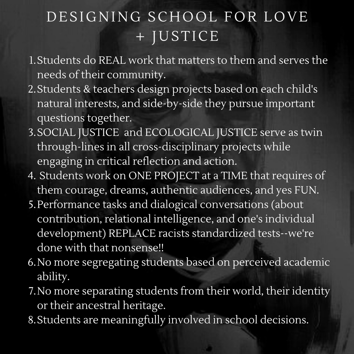 kalebrashad's tweet photo. EDUCATION + JUSTICE
It's an injustice that schools are NOT equitably funded. It's an injustice that we militarize learning for Black, Brown &amp; the poor. It's an injustice that kids are BORED in schools--EVER. 

STANDARDIZED TESTING is a SCOURGE.
We can do better 🔥❤️ https://t.co/9aJfCLPNUc